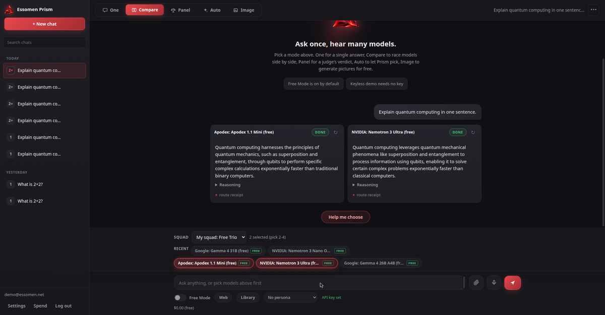 Compare mode screenshot